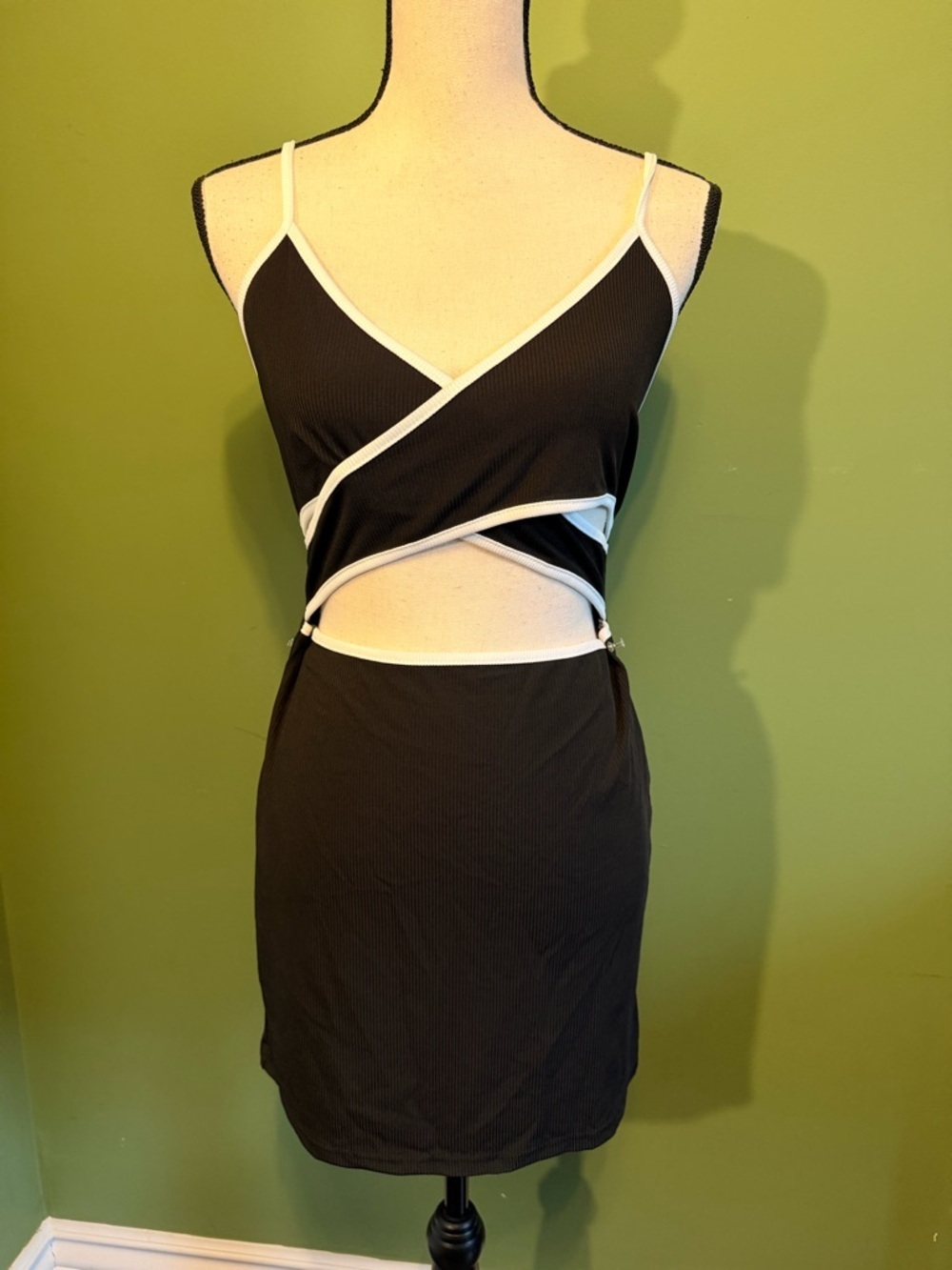 Shein Black & White Cutout Wrap Mini Dress